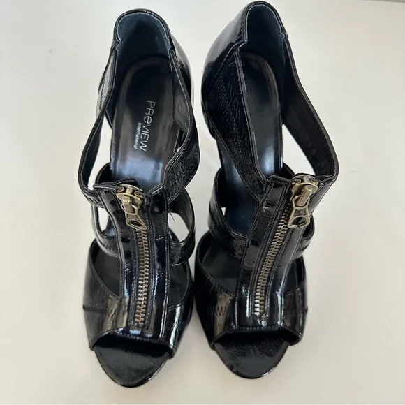 Women’s Preview International Zipper Patent Leather Strappy Heel Size 7 - Picture 4 of 6